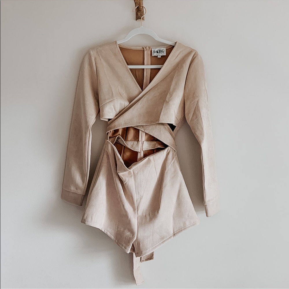 Sabo Skirt Suede Dallas Playsuit Romper Small Holiday Blush Pink - Picture 4 of 8